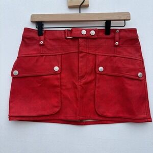 We‎ The Free Vibrant Red Skirt with Button Accents Women's Size 28 NWT